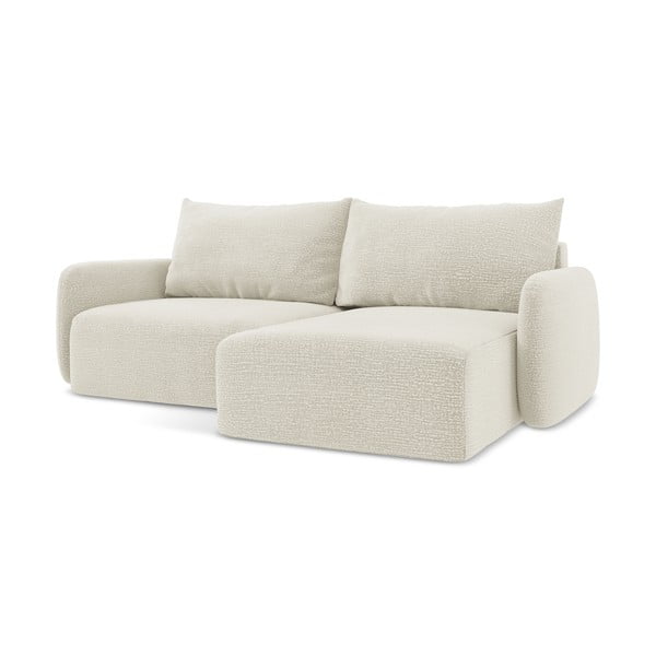 Krémová rozkládací/s úložným prostorem rohová pohovka (pravý roh) Kalena – Makamii-image-1