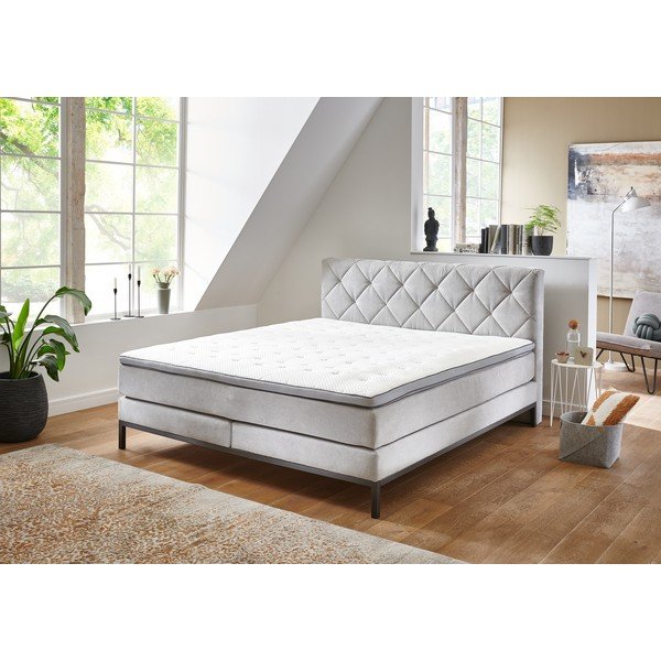 Světle šedá boxspring postel 180x200 cm Rockaway – Rojaplast-image-3