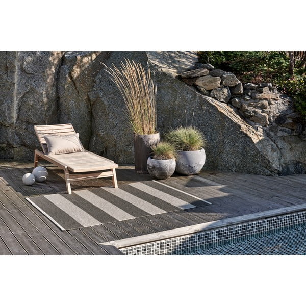 Antracitovo-krémový vnitřní a venkovní běhoun 70x150 cm Bob Charcoal Linen – Pappelina-image-3