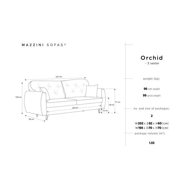 Tmavě šedá rozkládací třímístná pohovka s úložným prostorem Mazzini Sofas Orchid-image-2
