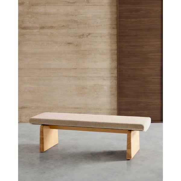 Béžová/v přírodní barvě žinylková lavice Topaz – Kave Home-image-1