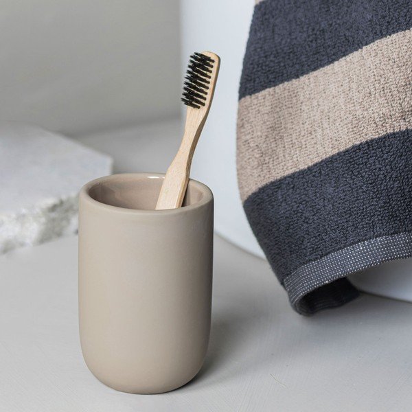 Krémový keramický kelímek na zubní kartáčky Lotus – Mette Ditmer Denmark-image-4