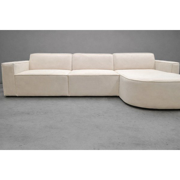 Béžová sametová rohová pohovka (pravý roh/s lenoškou) Jodie - II. jakost – Micadoni -image-4