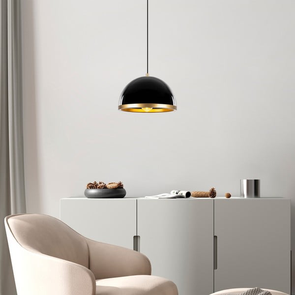Závěsné svítidlo v černé a zlaté barvě s kovovým stínidlem ø 30 cm Ferenci – Opviq lights-image-1