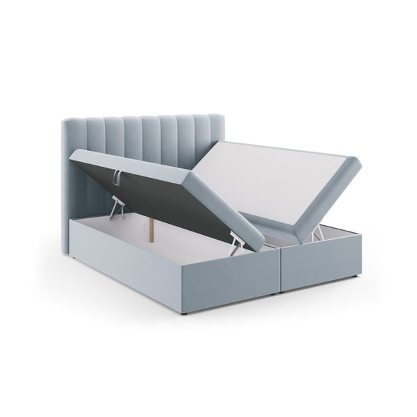 Světle modrá boxspring postel s úložným prostorem 180x200 cm Gina – Milo Casa-image-3