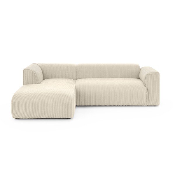 Béžová manšestrová rohová pohovka (levý roh/s lenoškou) Merid  – Ropez