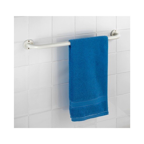 Bílé nástěnné držadlo do koupelny Wenko Basic, 60 cm-image-2
