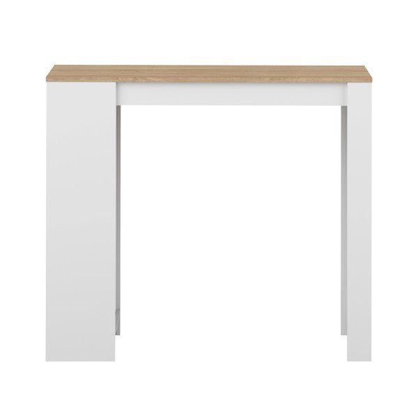 Bílý barový stolek s deskou v dekoru dubového dřeva TemaHome Aravis-image-3