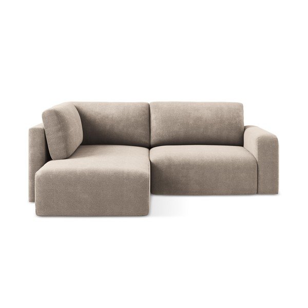 Béžová žinylková rozkládací/s úložným prostorem rohová pohovka (levý roh/do L) Kona – Makamii