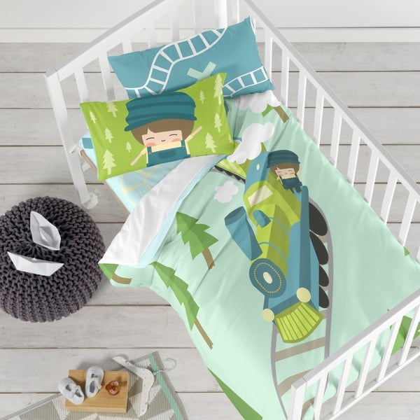 Dětské povlečení z čisté bavlny Happynois Train, 115 x 145 cm-image-1