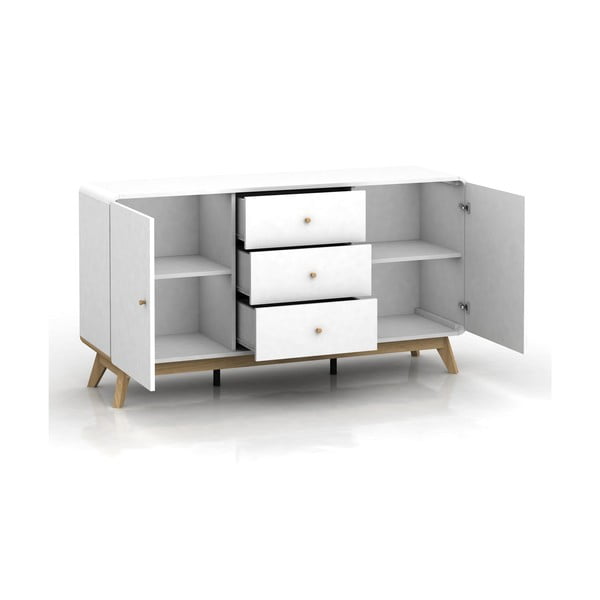 Bílá nízká komoda 140x75 cm Caitlin – Støraa-image-3