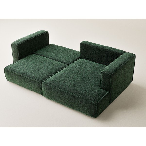 Tmavě zelená žinylková rozkládací/s úložným prostorem rohová pohovka (pravý roh/s lenoškou) Velto – Maison de Rêve-image-3