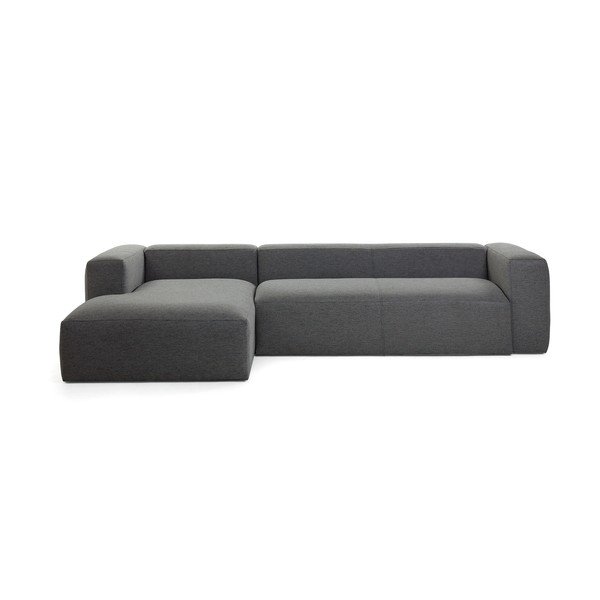 Tmavě šedá rohová pohovka Kave Home Blok, levý roh-image-1