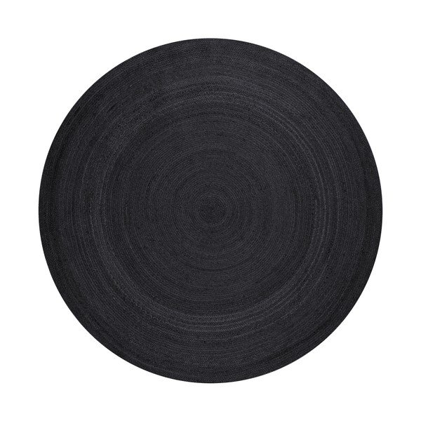 Černý oboustranný/ručně tkaný jutový kulatý koberec ø 200 cm Braided – Hanse Home