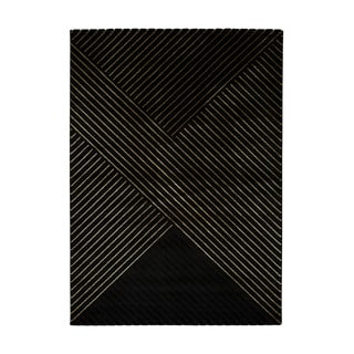 Černý koberec Universal Gold Stripes, 140 x 200 cm