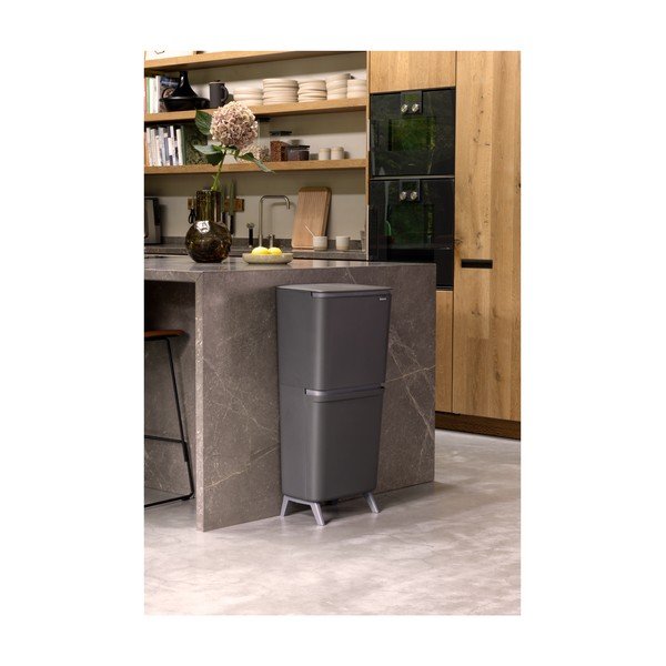 Tmavě šedý plastový odpadkový koš 20+25 l na tříděný odpad SortUp Recycle Hi – Brabantia-image-1