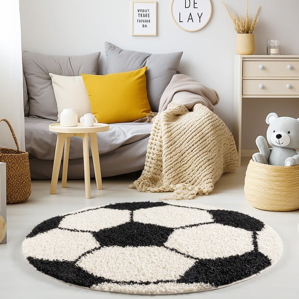 Černo-krémový dětský koberec ø 120 cm Fun – Ayyildiz Carpets-image-1