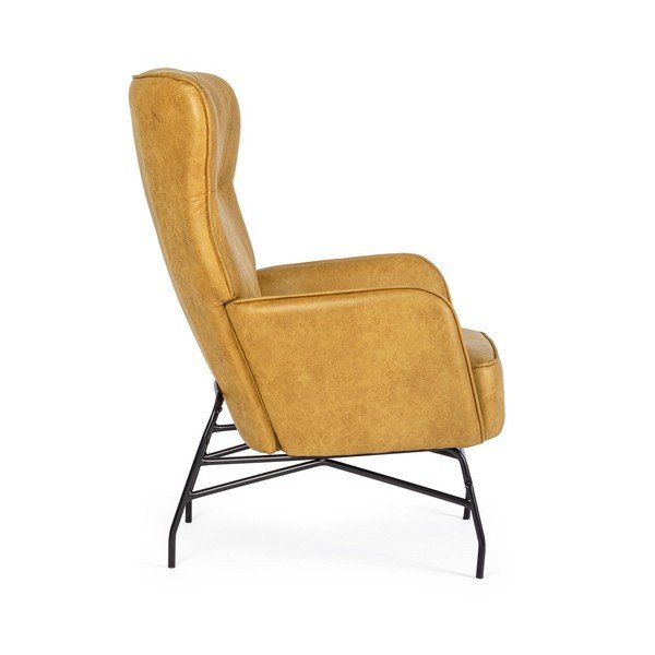 Křeslo z imitace kůže v hořčicové barvě Nasira – Bizzotto-image-3