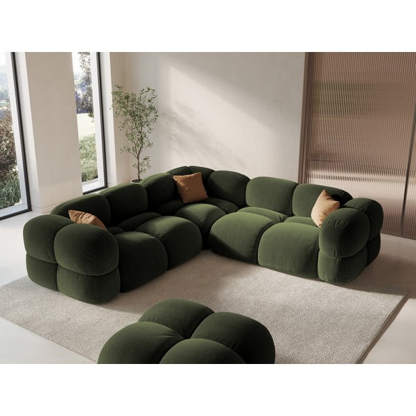 Zelená sametová rohová pohovka Loretto – Cosmopolitan Design-image-1