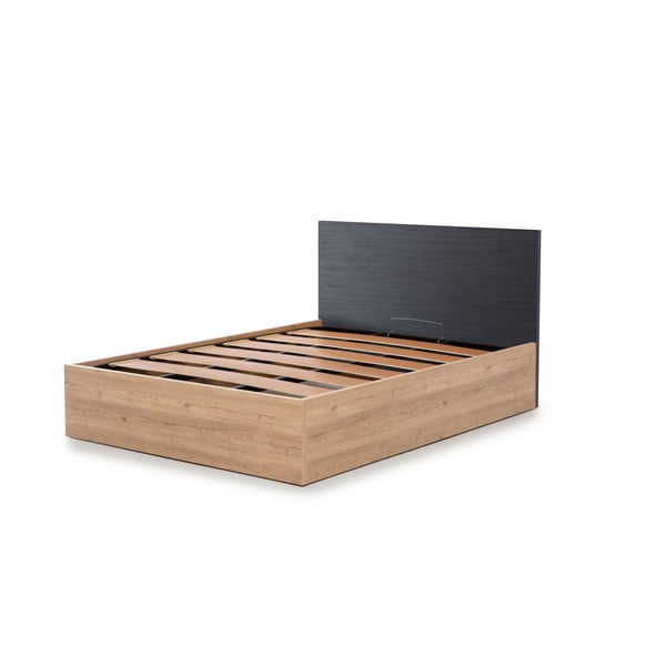 Šedá dvoulůžková postel s úložným prostorem a roštem 160x200 cm Kronos - Marckeric-image-3