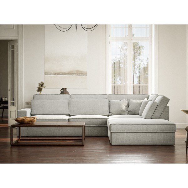 Světle šedá žinylková rohová pohovka (pravý roh/do L) Kirou – Maison de Rêve-image-4