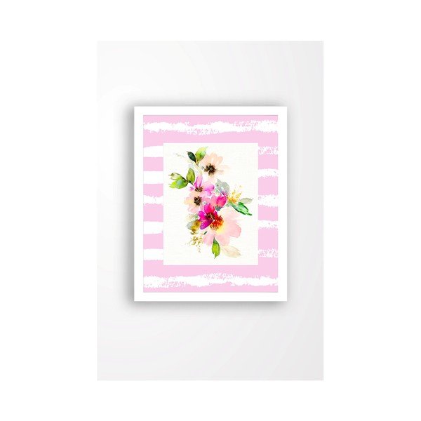 Nástěnný obraz na plátně v bílém rámu Tablo Center Pink Garden, 29 x 24 cm