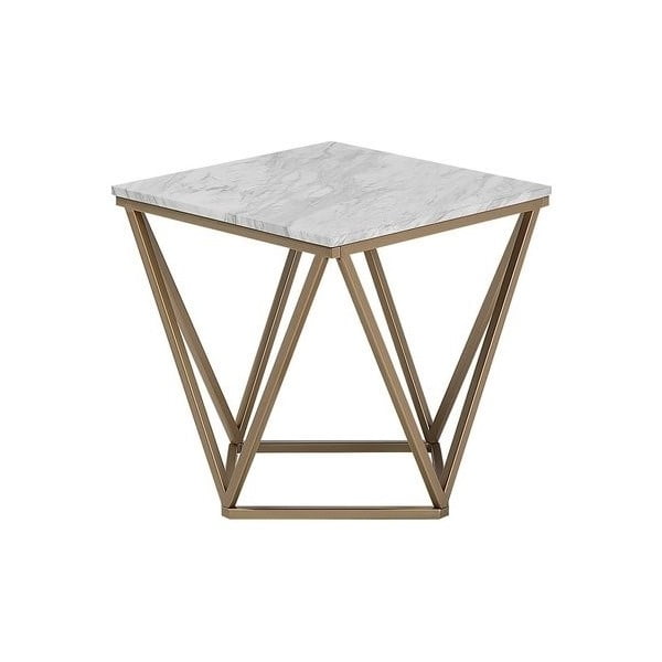 Odkládací stolek ve zlaté barvě s bílou deskou Monobeli Marble