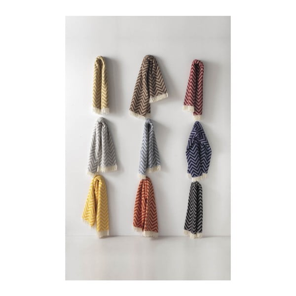 Burgundově červený pléd s podílem bavlny Euromant Chevron, 140 x 180 cm-image-2