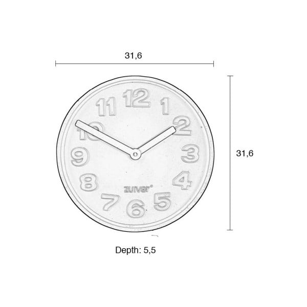 Černé betonové nástěnné hodiny s černými ručičkami Zuiver Concrete-image-1
