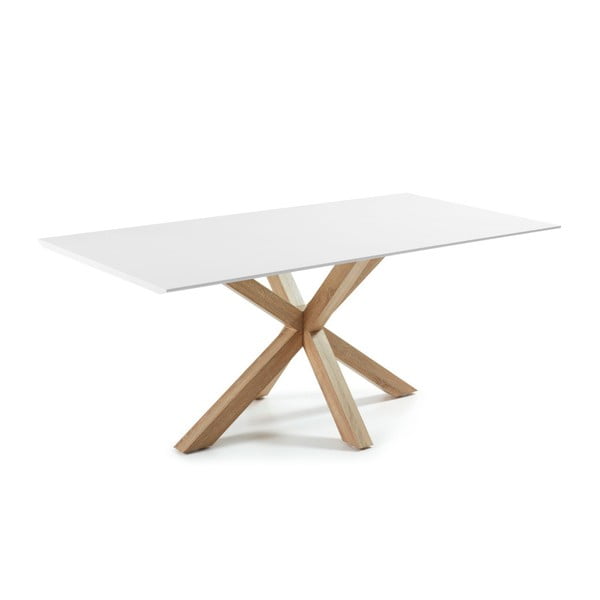 Jídelní stůl s bílou deskou a dřevěným podnožím La Forma Arya, 90 x 160 cm