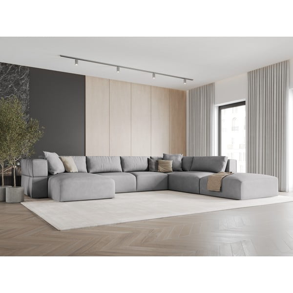 Světle šedá rohová pohovka do "U", pravý roh Esther – Milo Casa-image-1