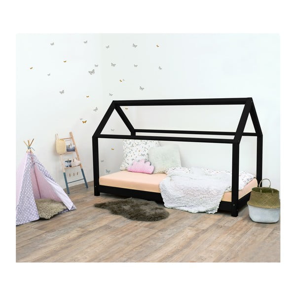 Černá dětská postel bez bočnic ze smrkového dřeva Benlemi Tery, 80 x 200 cm