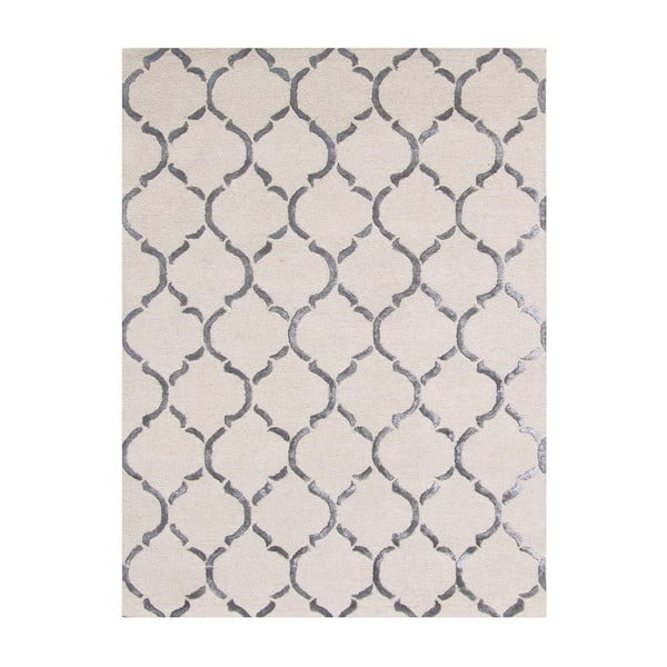 Ručně tuftovaný stříbrný koberec Bakero Chain, 153 x 244 cm