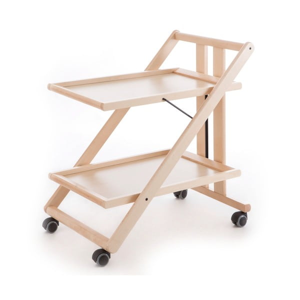 Bílý pojízdný servírovací stolek z bukového dřeva Arredamenti Italia Gimmy