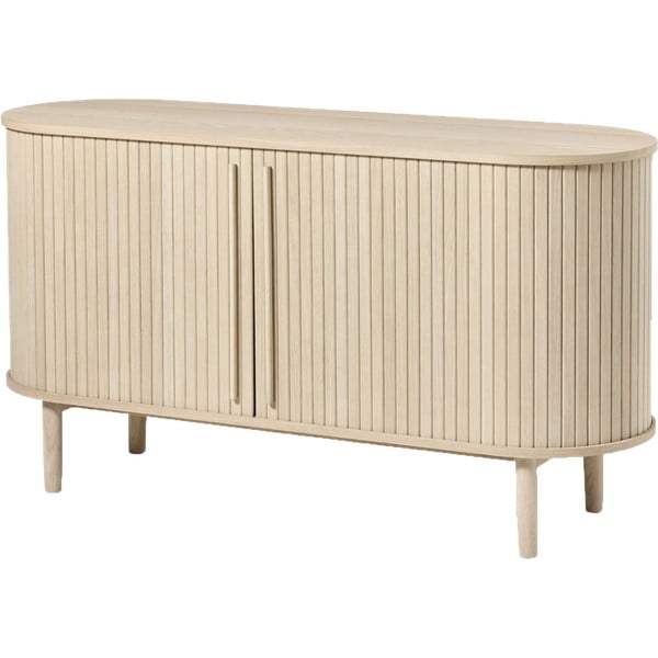Komoda v dekoru dubu s posuvnými dveřmi v přírodní barvě 140x76x45 cm Meta – Unique Furniture