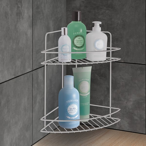 Ocelová koupelnová polička v leskle stříbrné barvě Luxy – Metaltex-image-1