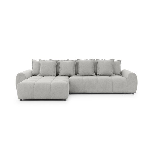 Světle šedá rohová pohovka (levý roh/s lenoškou) Albane  – Ropez