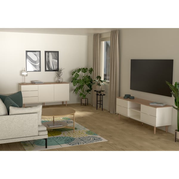 TV stolek v dekoru dubu v bílo-přírodní barvě 162x61 cm Skagen – Tenzo-image-1