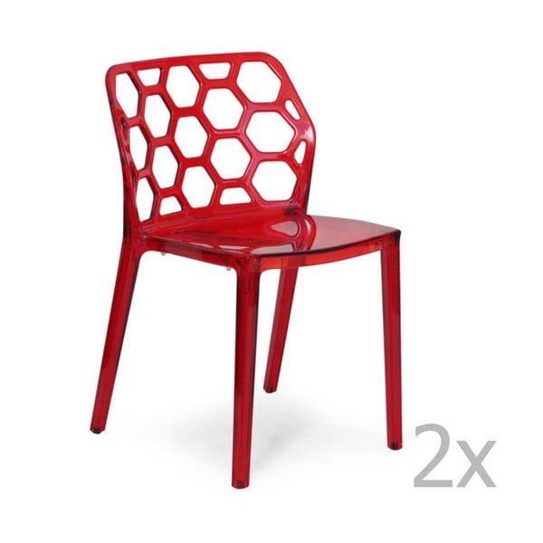 Sada 2 červených židlí Garageeight Honeycomb