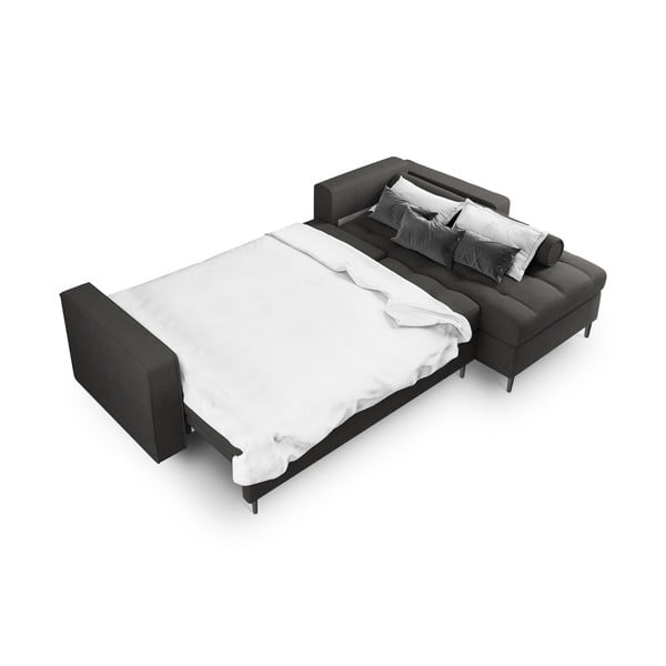 Tmavě šedá rozkládací rohová pohovka Milo Casa Santo, pravý roh-image-4