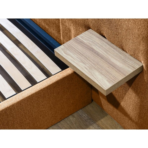 Okrově žlutá čalouněná dvoulůžková postel s úložným prostorem a roštem 160x200 cm Blandine – Bobochic Paris-image-4