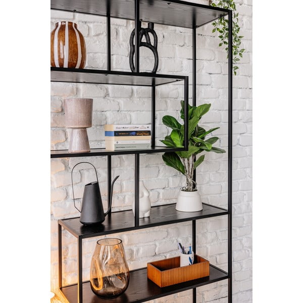 Černá knihovna v dekoru jasanu 114x185 cm Seaford – Actona-image-4