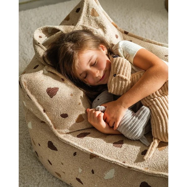Světle hnědý dětský sedací vak z textilie bouclé/žinylkový Terrazzo Chair – Wigiwama-image-4