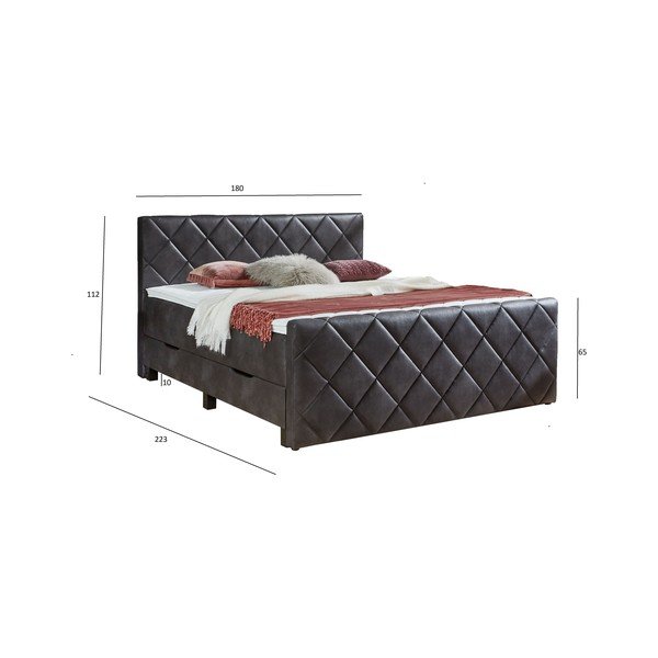 Černá boxspring postel s úložným prostorem 180x200 cm Chester – Rojaplast-image-4