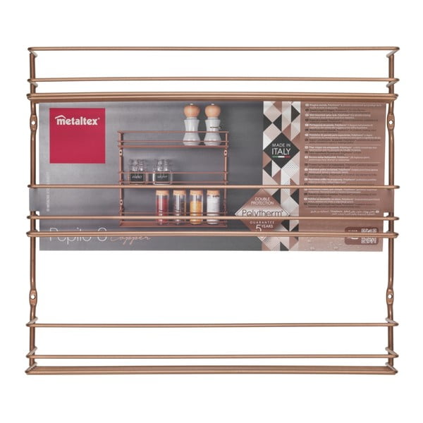 Nástěnný regál na kořenky s 3 policemi v měděné barvě Metaltex-image-2