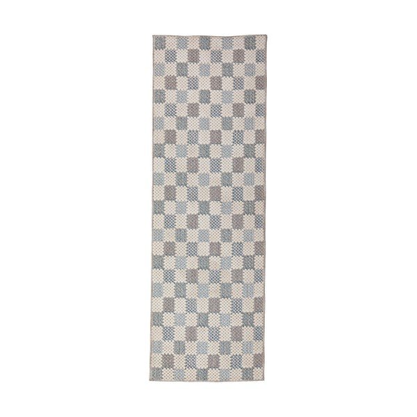 Modrý pratelný běhoun s příměsí bavlny 80x230 cm Muted Checkerboard – Flair Rugs