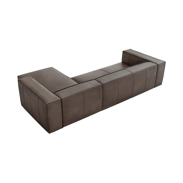 Hnědá kožená rohová pohovka (pravý roh) Madame – Windsor & Co Sofas-image-4