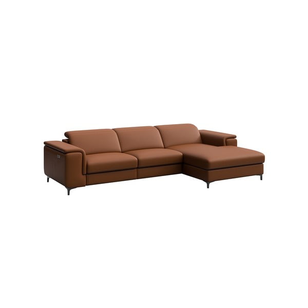Koňakově hnědá kožená rohová pohovka (pravý roh) Brito – MESONICA-image-2