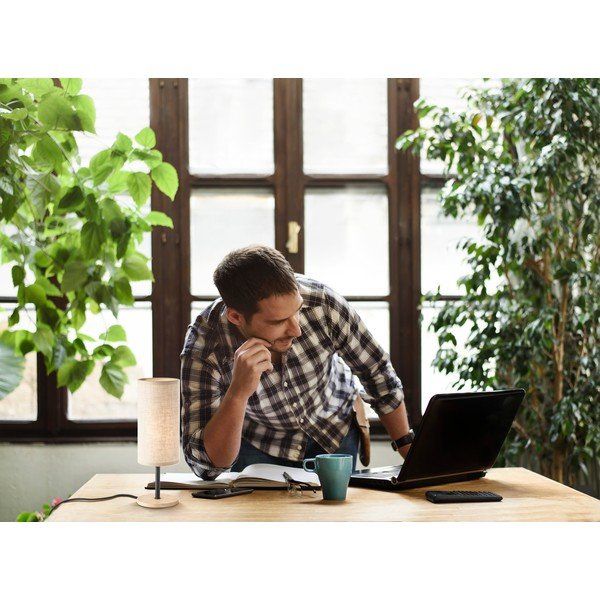 Stolní lampa v černé a přírodní barvě s textilním stínidlem (výška 30 cm) Kira – Fischer & Honsel-image-1