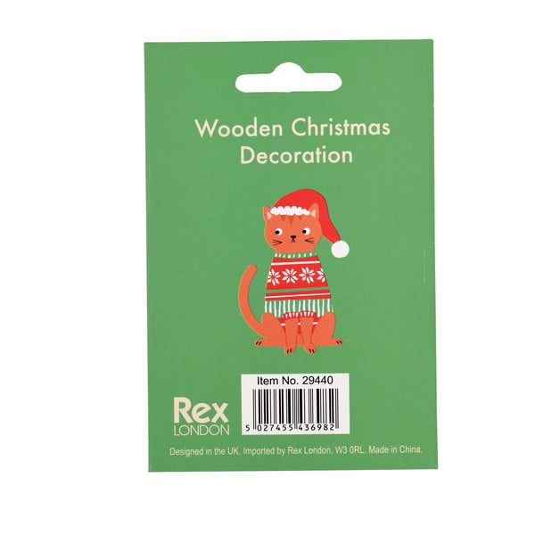 Dřevěná vánoční ozdoba 5 cm Ginger Cat – Rex London-image-4